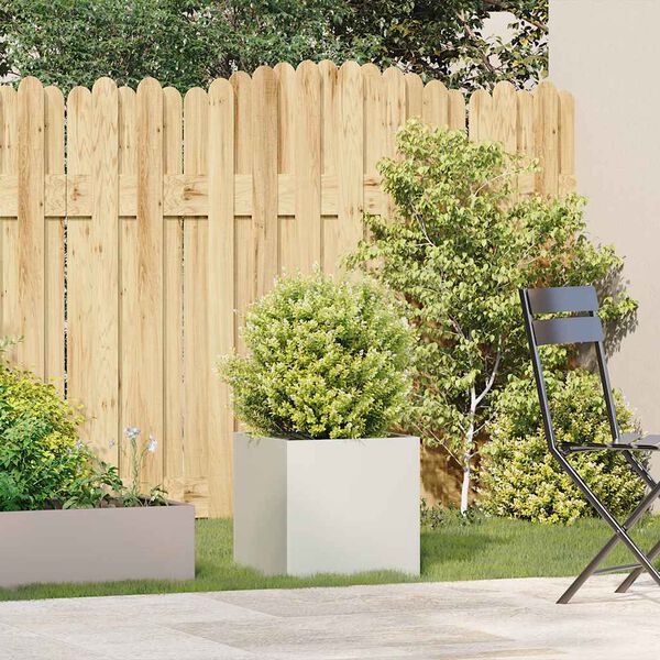 vidaXL Gróðurker Hvítt 40x40x40 cm Kaldvalsað Stál