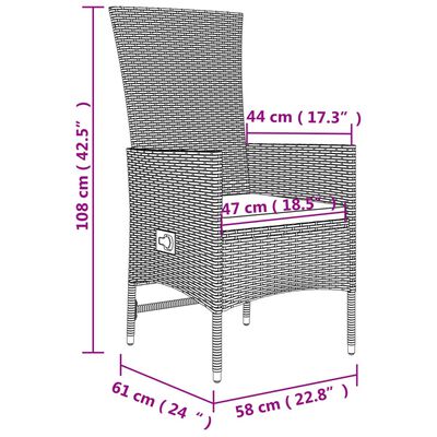 vidaXL 7 Hluta Garðborðsett með Sessum Drappað Pólýrattan