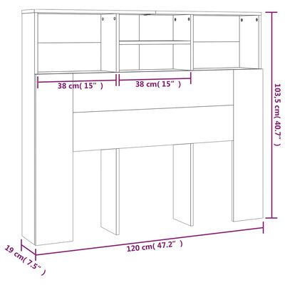 vidaXL Höfuðgaflsskápur Steinsteyptur Grár 120x19x103,5 cm