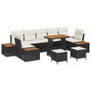vidaXL Gar&eth;s&oacute;fa sett me&eth; p&uacute;&eth;i me&eth; geymslu 10 pcs Svartur Poly rattan