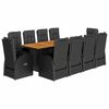 vidaXL 11 Parta Gar&eth;bor&eth;stofusett me&eth; Sessum Svart P&oacute;l&yacute;rattan