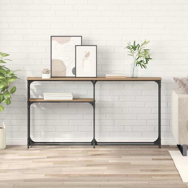 vidaXL Skrifbor&eth; Artisan Eik 145 x 22,5 x 75 cm Samsettur vi&eth;ur