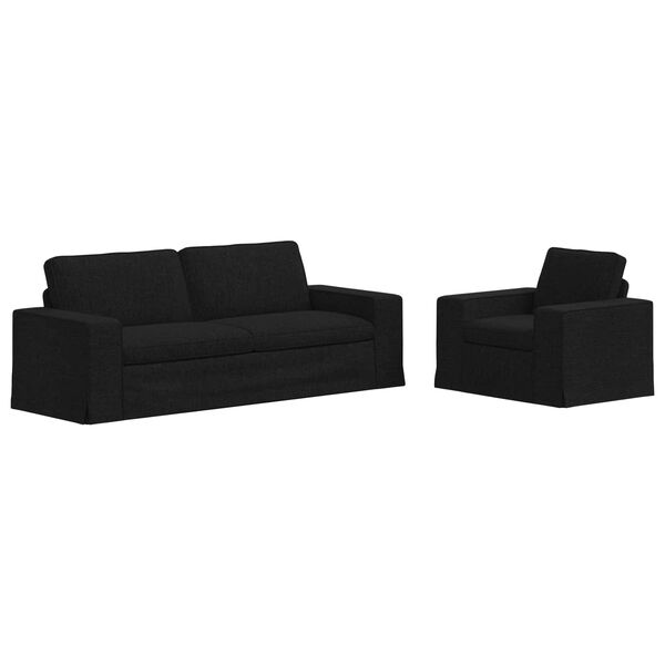 vidaXL S&oacute;fi 2 pcs Svartur 182 x 80 x 82 cm d&uacute;kur