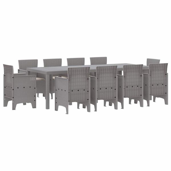 vidaXL Gar&eth;ur bor&eth;sett 11 pcs Lj&oacute;sgr&aacute;r P&oacute;l&yacute;pr&oacute;p&yacute;len