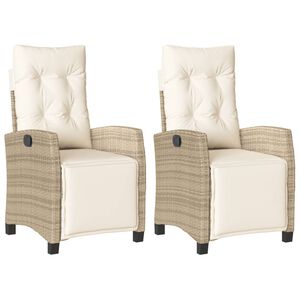 vidaXL Hallanlegir Gar&eth;st&oacute;lar 2 stk. me&eth; F&oacute;thv&iacute;lu Drappa&eth;ir P&oacute;l&yacute;rattan