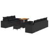 vidaXL Gar&eth;s&oacute;fa sett 10 pcs Svartur p&oacute;l&yacute;rattan