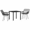 vidaXL Gar&eth;ur bor&eth;sett 3 pcs Svartur Dufth&uacute;&eth;a&eth; st&aacute;l