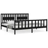 vidaXL R&uacute;mgrind me&eth; H&ouml;fu&eth;gafli Svartur 200x200 cm Gegnheill Vi&eth;ur