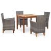46000 vidaXL 5 Piece Dining Set Poly Rattan and Solid Acacia Wood Grey