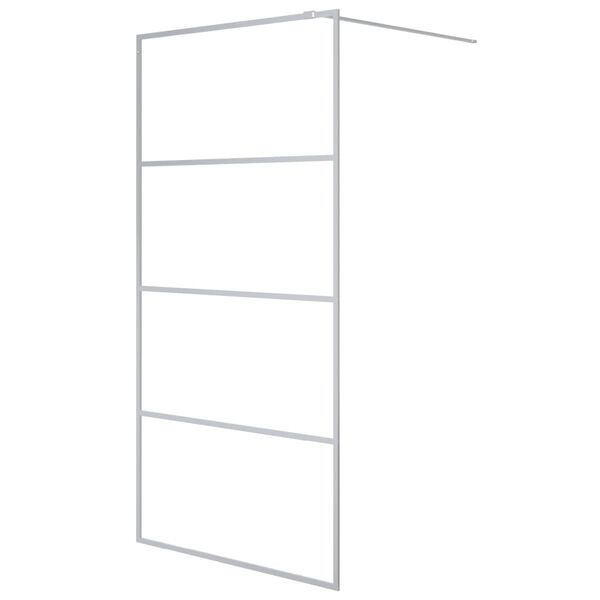 vidaXL Opinn Sturtuveggur Silfurlita&eth;ur 100x195 cm Gl&aelig;rt Hert Gler