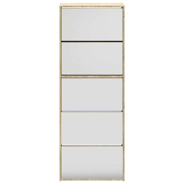 vidaXL Sk&oacute;sk&aacute;pur 5-H&aelig;&eth;a Spegill Eik 63x17x169,5 cm