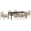 vidaXL Gar&eth;ur bor&eth;sett me&eth; p&uacute;&eth;i 7 pcs Drapplita&eth;ur p&oacute;l&yacute;rattan