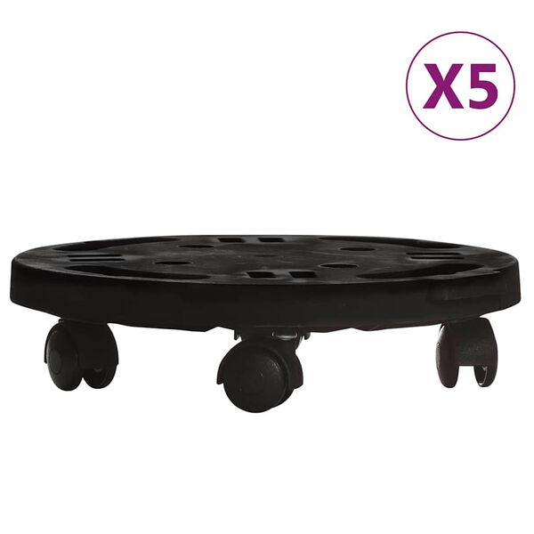 vidaXL Pl&ouml;ntuvagnar me&eth; Hj&oacute;lum 5 stk. &THORN;verm&aacute;l 30 cm Svartir 170 kg
