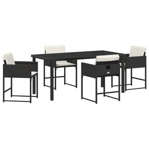 vidaXL Gar&eth;ur bor&eth;sett 5 pcs Svartur p&oacute;l&yacute;rattan