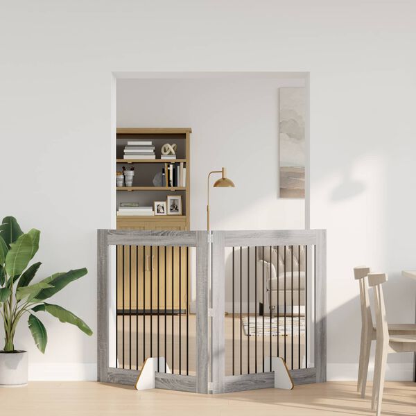 vidaXL Leikja fi&eth;rildi fyrir hunda 2 pcs Gr&aacute;r Sonoma 100 x 100 cm