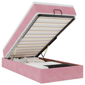 vidaXL Ottoman r&uacute;mgrind me&eth; d&yacute;nu Bleik 90x200 cm Flauel