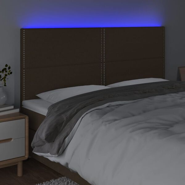 vidaXL LED h&ouml;fu&eth;gafl D&ouml;kkbr&uacute;nt 200x5x118/128 cm Efni