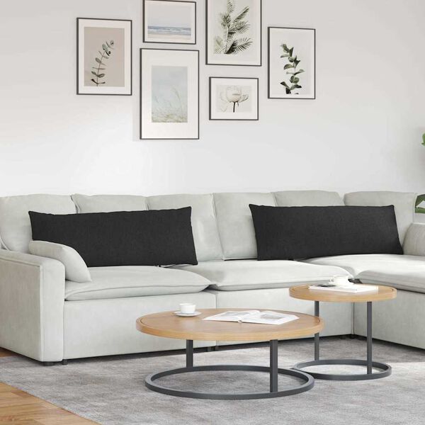 vidaXL Sófapúðar 2 pcs Svartur 120 x 40 cm dúkur