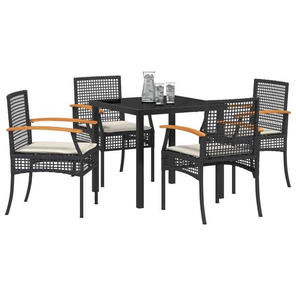 vidaXL Gar&eth;ur bor&eth;sett 5 pcs Svartur p&oacute;l&yacute;rattan