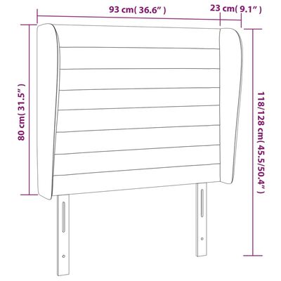 vidaXL Höfðagafl með Eyrum 93x23x118/128 cm Bleik Flauel