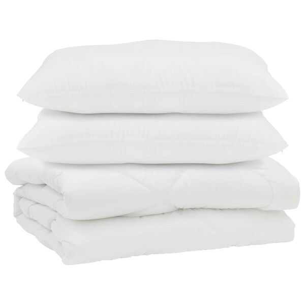 vidaXL S&aelig;ng me&eth; kodda 3 pcs Hv&iacute;tt Microfleece