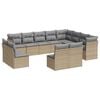 vidaXL 12 Hluta Gar&eth;s&oacute;fasett me&eth; Sessum Drapplita&eth; P&oacute;l&yacute;rattan