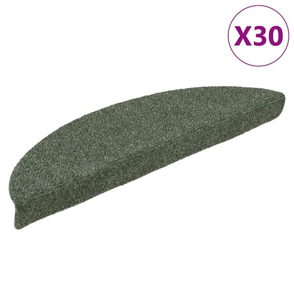 vidaXL Stigamottur sj&aacute;lfl&iacute;mandi 30 stk. 56x17x3 cm gr&aelig;nar h&aacute;lfhringlaga