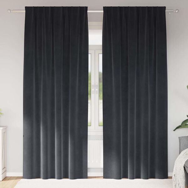 vidaXL Myrkratj&ouml;ld 2 pcs D&ouml;kk gr&aacute; 140 x 245 cm Flauel