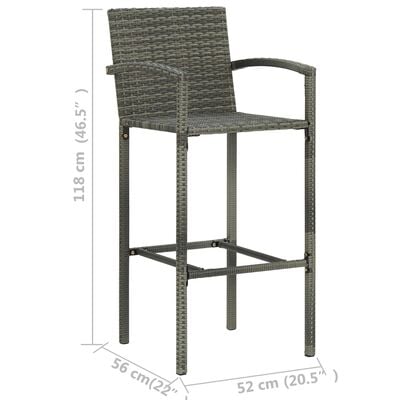 vidaXL 5 stykki Garden Bar Poly Rattan Grey