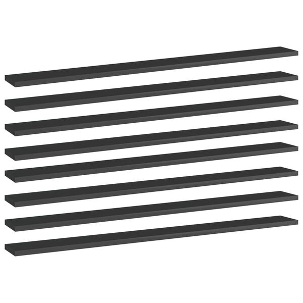 vidaXL B&oacute;kahillur 8 stk. H&aacute;glans Svartar 100x10x1,5 cm Sp&oacute;naplata