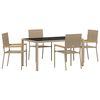 vidaXL Gar&eth;ur bor&eth;sett 5 pcs Drapplita&eth;ur p&oacute;l&yacute;rattan