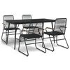 vidaXL 5 Parta Gar&eth;bor&eth;stofusett Svart PVC Rattan