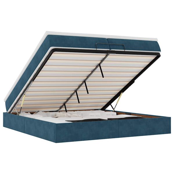 vidaXL Ottoman r&uacute;mgrind me&eth; d&yacute;num D&ouml;kkbl&aacute;r 200x200cm Flauel