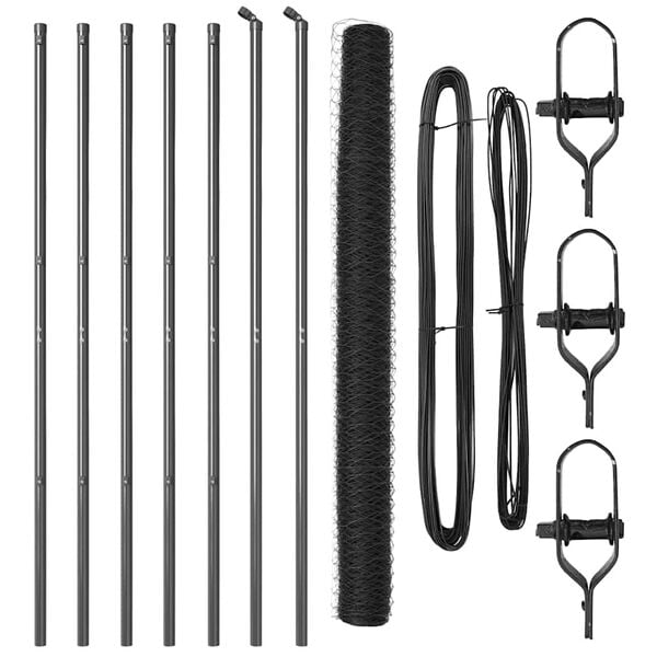 vidaXL Girðingarpóstur Grár 10 x 1,6 m (36 mm net) Stál og PVC