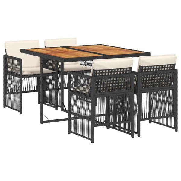 vidaXL 5 Hluta Gar&eth;bor&eth;stofusett me&eth; Sessum Svart P&oacute;l&yacute;rattan