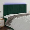 vidaXL LED h&ouml;fu&eth;gafl D&ouml;kkgr&aelig;nt 180x5x118/128 cm Flauel