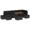 vidaXL Gar&eth;s&oacute;fa sett 8 pcs Svartur p&oacute;l&yacute;rattan