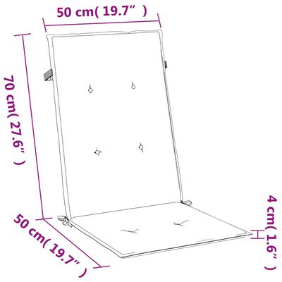 vidaXL Stólsessur Hátt Bak 2 stk. Ljósgrá blanda 120x50x4 cm Tauáklæði