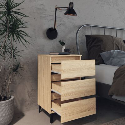805912 vidaXL Bed Cabinet with Metal Legs 2 pcs Sonoma Oak 40x35x69 cm