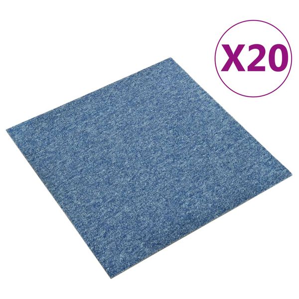 vidaXL Teppaflísar 20 stk. 5 m² 50x50 cm Bláar