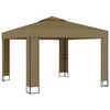 vidaXL Gazebo með tvöföldu þaki og LED strengjaljósum 3x3x2,7 m Taupe