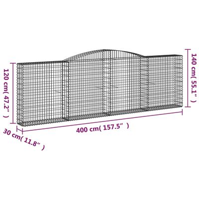 vidaXL Bogadregnir Grjótkassar 5 stk. 400x30x120/140 cm Sinkhúðað Járn