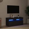 vidaXL Sj&oacute;nvarpssk&aacute;pur me&eth; LED Svartur 90x35x40 cm
