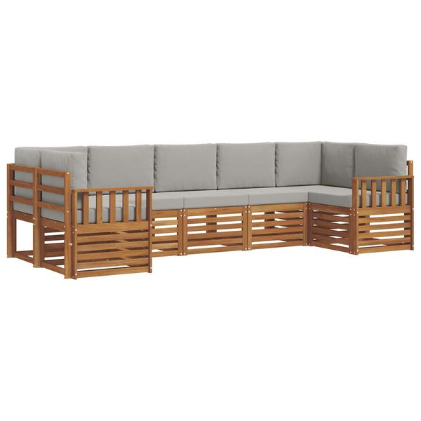 vidaXL S&oacute;fasett 7 pcs N&aacute;tt&uacute;rulegt og Lj&oacute;st Gr&aacute;tt Hrein akas&iacute;utr&eacute;