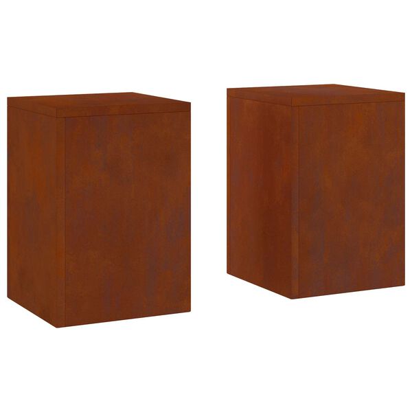 vidaXL Bl&oacute;mastandur 2 pcs Rusty 24 x 24 x 35 cm Ve&eth;ra&eth; st&aacute;l