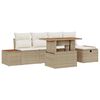 vidaXL Gar&eth;s&oacute;fa sett me&eth; p&uacute;&eth;i 6 pcs Drapplita&eth;ur p&oacute;l&yacute;rattan