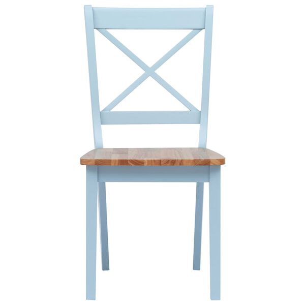 vidaXL Borðstofustólar 4 stk. Grár & Náttúrulegur Gegnheill Gúmmíviður