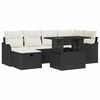 vidaXL Gar&eth;s&oacute;fa sett me&eth; p&uacute;&eth;i me&eth; geymslu 7 pcs Svartur Poly rattan