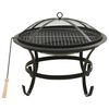 vidaXL 2-&iacute;-1 Eldst&aelig;&eth;i og Grill me&eth; Eldsk&ouml;ru 56x56x49 cm St&aacute;l