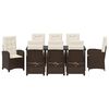 vidaXL Gar&eth;ur bor&eth;sett me&eth; p&uacute;&eth;i 9 pcs Br&uacute;nn p&oacute;l&yacute;rattan
